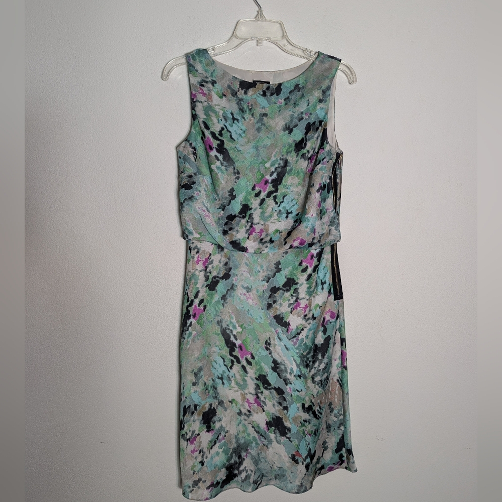 Ann Taylor Women's Dress Watercolor Green Blouson Tank Fairy Fairycore Size 6‎